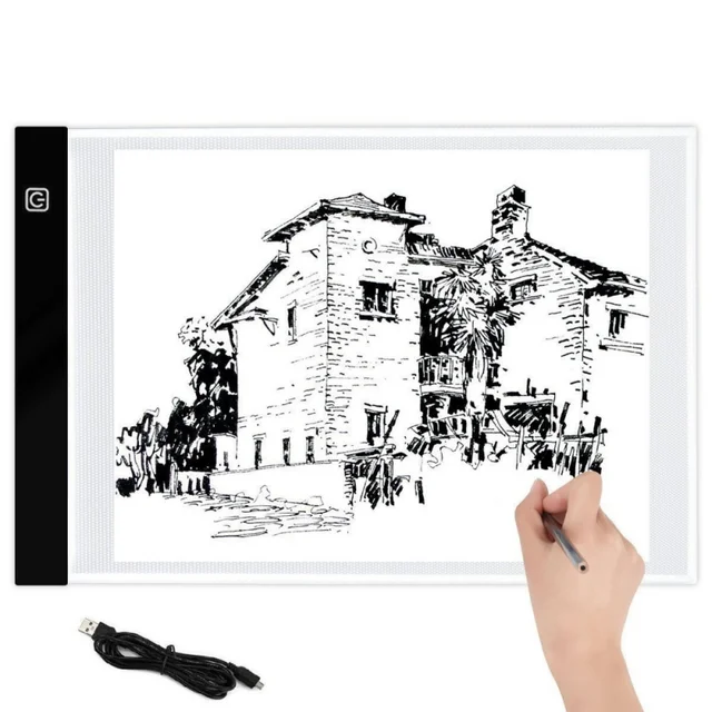 LED Light Drawing Tablet Children A4 Magic Pad Sketch Sign Mirror Copy Tablet Digital Dimming Air Flow Tracing Board for Kid 3