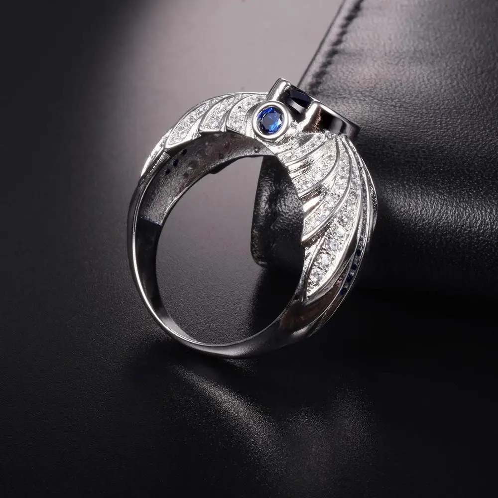 Женское серебряное кольцо Angel Wing Ri 925 с овальным синим сапфиром обручальные