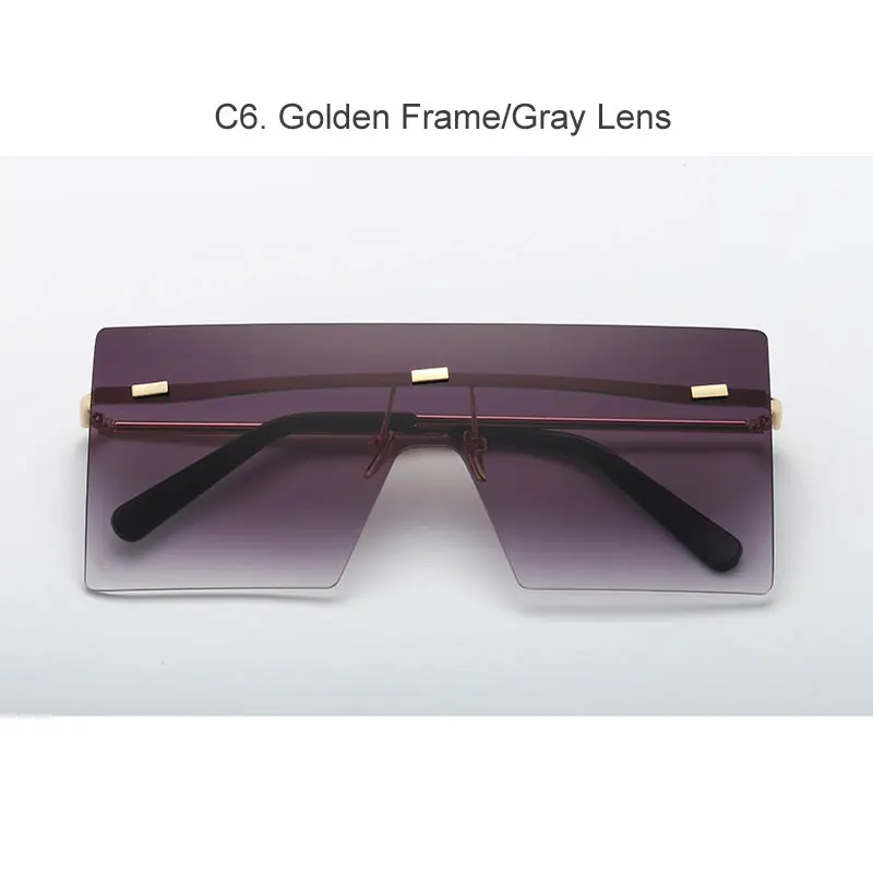 Женские крупные солнцезащитные очки Роскошные брендовые солнцезащитные очки без оправы винтажные Ретро очки женские очки окуляры очки de sol Feminino - Цвет линз: C6 Golden-Gray