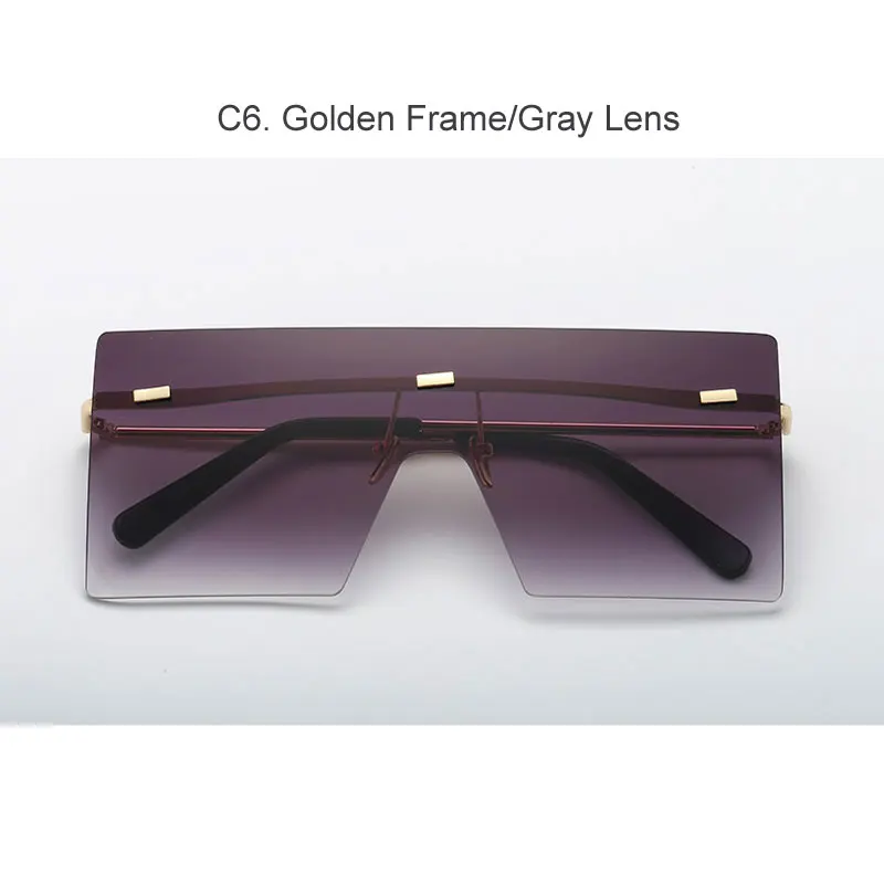 C6 Golden-Gray Женские крупные солнцезащитные очки Роскошные брендовые солнцезащитные очки без оправы винтажные Ретро очки женские очки окуляры очки de sol Feminino - Цвет линз: C6 Golden-Gray