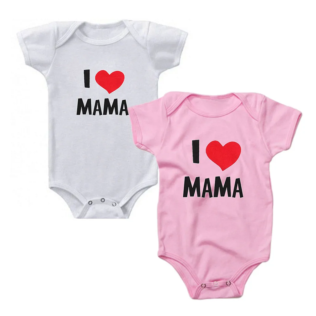 Одежда для новорожденных младенцев девочек мальчиков I Love Mama комбинезон одежда