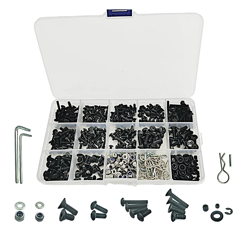 522PCS RC Screws Kit Reapir Tool Box Set Hobby for Traxxas Tamiya Axial Redcat HPI SCX10 Losi 1/8 1/10 RC Cars Crawler
