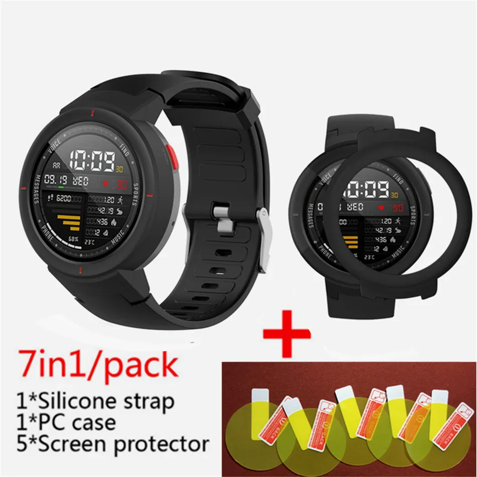 7 в 1 для Huami Amazfit Verge ремешок силиконовые умные часы полоса + verge рамка чехлы крышка