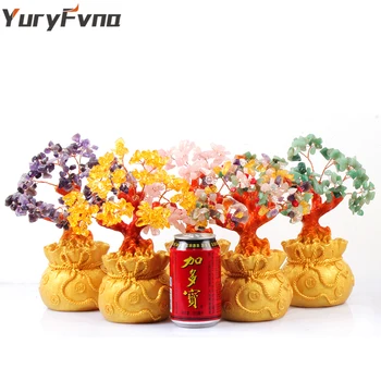 

YuryFvna 7 Inch Tall Crystal Lucky Money Tree Figurine Feng Shui for Wealth and Luck Home Office Decor Birthday Gift