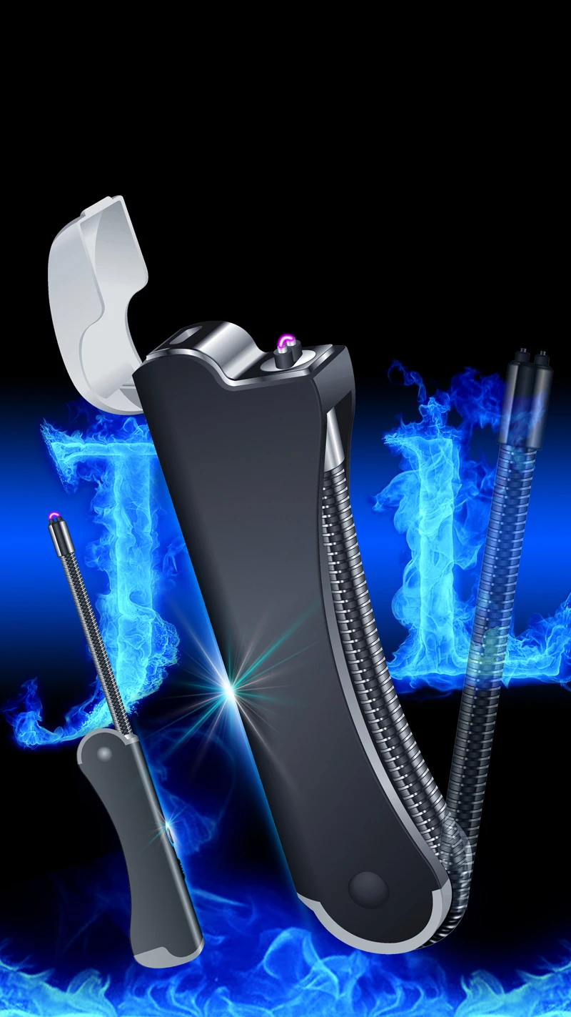 Складная безопасная usb-зажигалка для зарядки, зажигалка для сигар, барбекю, сигарета, многофункциональная импульсная дуговая зажигалка, ветрозащитная зажигалка