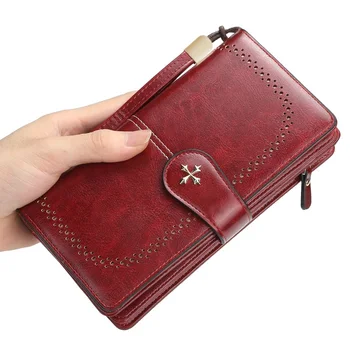 

New Women Wallet Female Purse Leather Wallet Long Coin Purse Card Holder Money Clutch Wristlet Multifunction Carteira Feminina