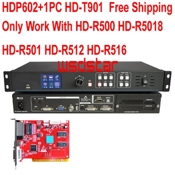 

HDP602+1PC HD T901 USB LED Video Processor Input HDMI/DVI/VGA/CVBS 1920*1080 LED rental screen video processor Free Shipping