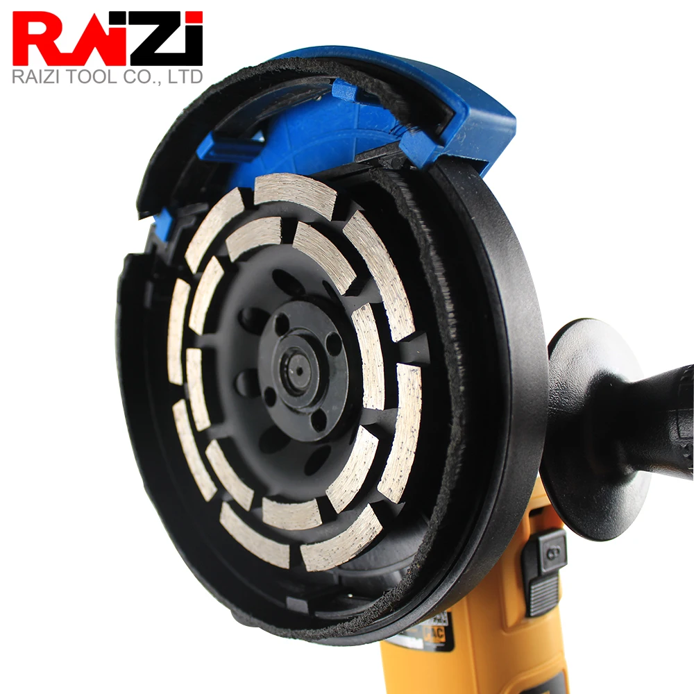 Raizi 115/125/180 mm Diamond Grinding Disc for Concrete Double Row Segment Abrasive Saw for Angle Grinder Grinding Cup Wheel raizi t20 diamond metal bond basin cnc finger bit grinding wheel