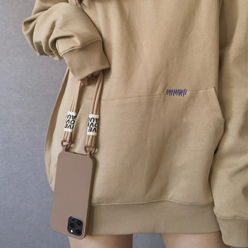 Hands-Free Crossbody Lanyard Silicone Phone Case with Korea Strap