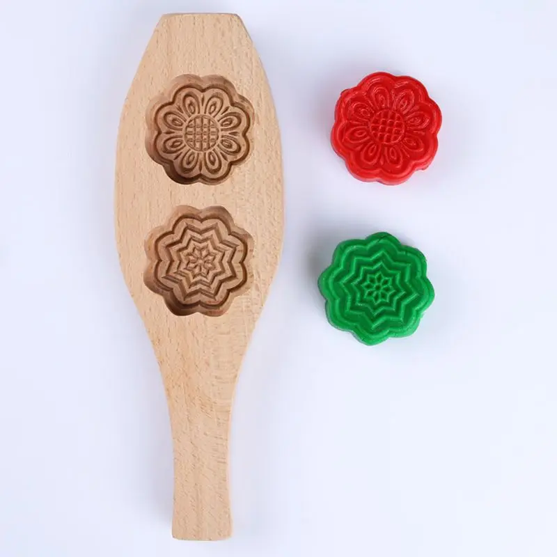 1 Pc Wood Mooncake Mold Chinese Style Pastry Baking Mold Cookies 3D Flower Fish Fondant Pastry Decorating Tools - Цвет: 1