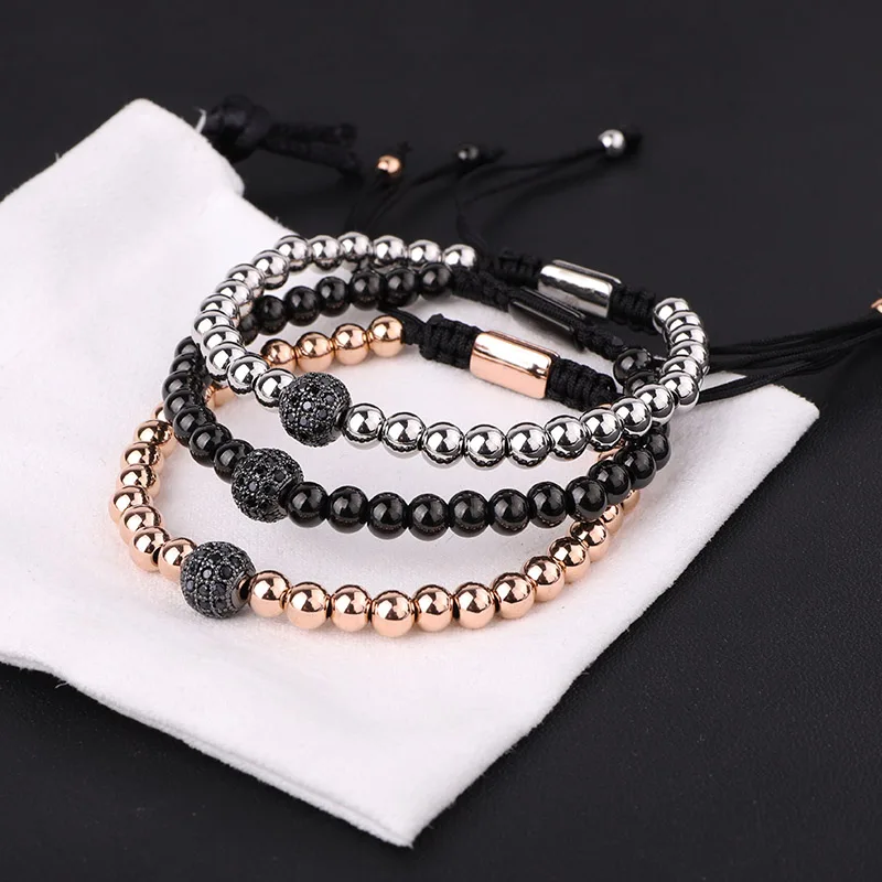 Classic Design Stainless Steel Beads CZ Pave Ball Handmade Macrame Friendship Bracelet Men Women - Image 3