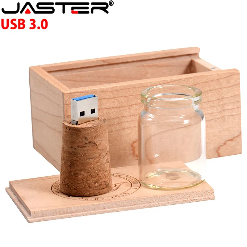 JASTER, USB 3,0, стеклянная бутылка, пробковая USB 4 ГБ, 8 ГБ, 16 ГБ, 32 ГБ, 64 ГБ, ручка, держатель, свадебная памятная u-диск