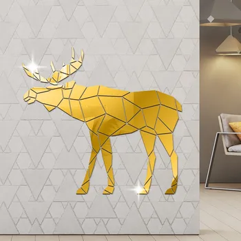 

Moose Polygonal Wild Animal Wall Stickers Hunting Hunter Room Decoration Deer DIY Acrylic Mirror Stickers Mural Hunter Gift
