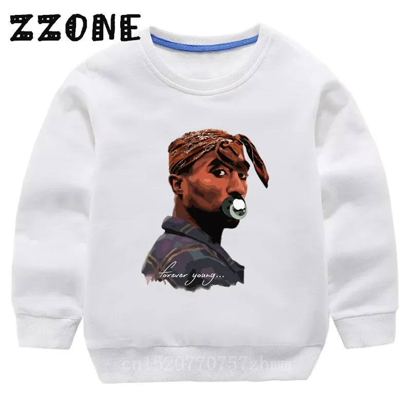 Детские Тупак», «2pac в стиле «хип-хоп» Толстовки в стиле "SWAG" для малышей, хлопковые пуловеры топы для девочек Осенняя Одежда для мальчиков детская HoodiesKYT287 - Цвет: 287B-White