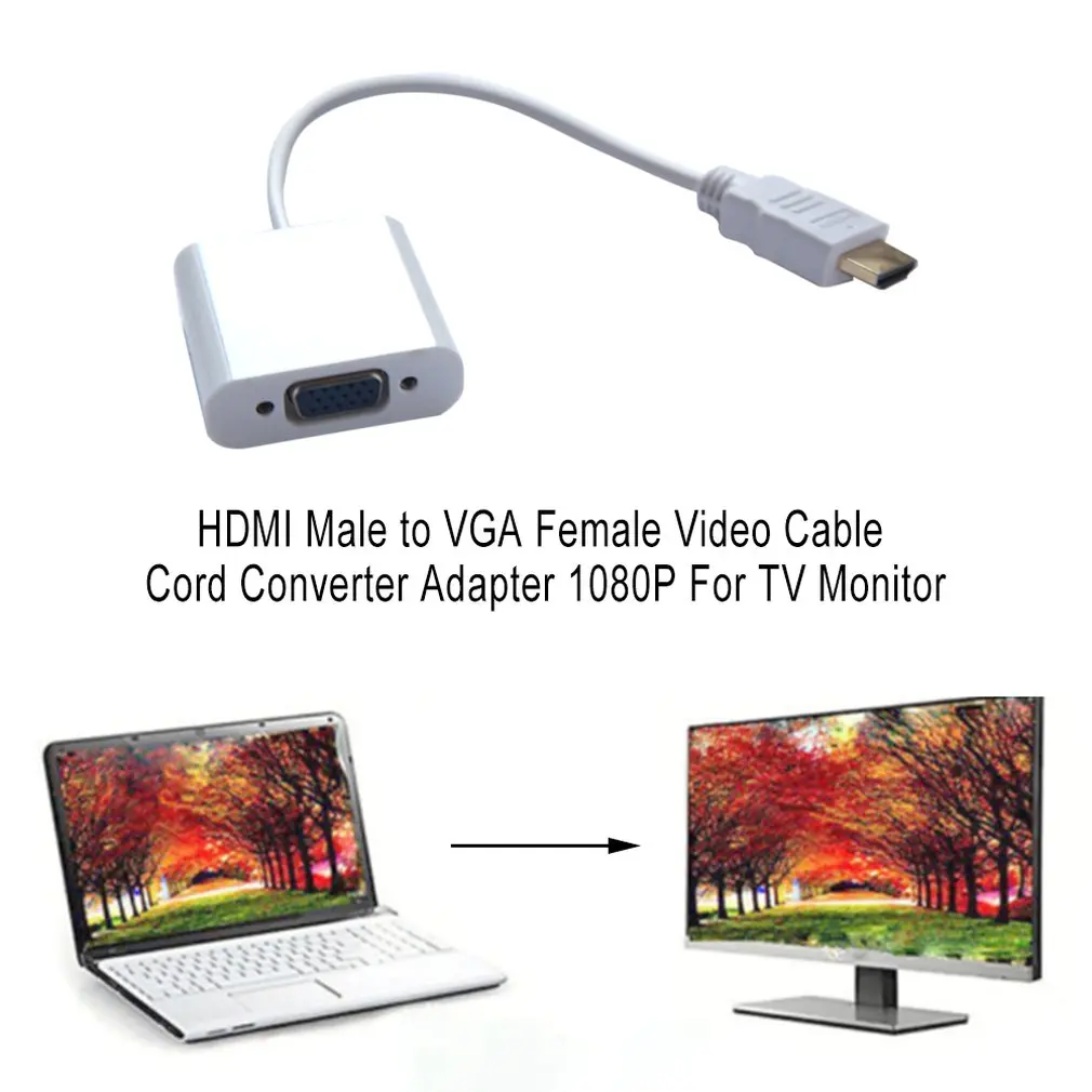 HDMI мужчина к VGA Женский видео кабель адаптер шнура конвертера HD 1080P для ТВ монитора компьютера Соединительный кабель без видео
