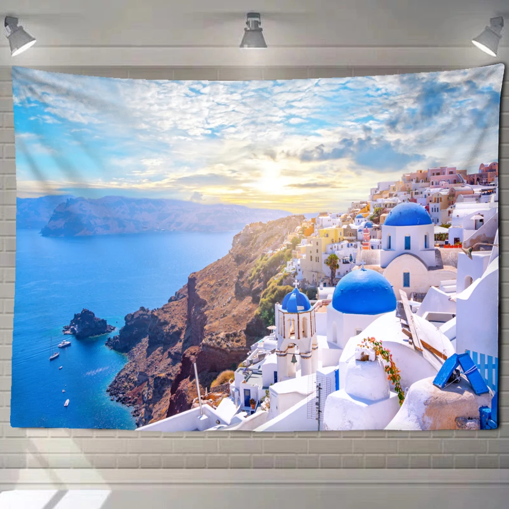 

Castle Landscape Tapestry Beach Sunset Wall Hanging Nature Art Bohemian Hippie Home Living Room Decor