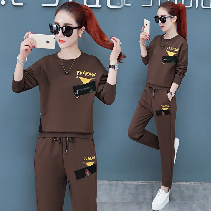 

Casual Sports WOMEN'S Suit 2020 Spring And Autumn New Style Korean-style Loose-Fit Hoodless Sweater Sweatpants-Style Slimming Tw