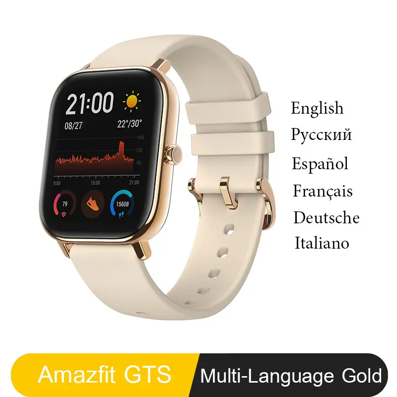 Huami Amazfit GTS глобальная версия Смарт-часы 5ATM водонепроницаемый Пульс 14 дней батарея gps управление музыкой как Apple Watch Xiaomi - Цвет: Desert gold