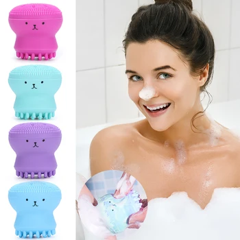 

Cute Octopus Silicone Face Cleaner Brush Foaming Facial Skin Wash Tools Pore Cleaner Exfoliator Blackhead Remover Soft Face tool