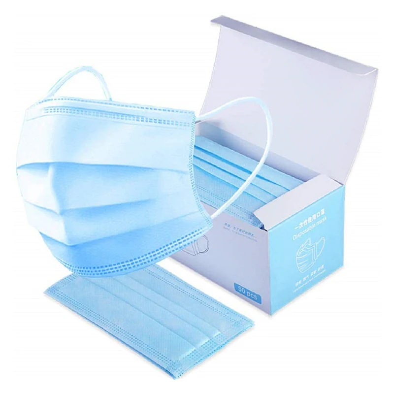

50pcs Non Woven Disposable Face Mask 3 Layers Dustproof Mask Activated Carbon Anti-dust Masks