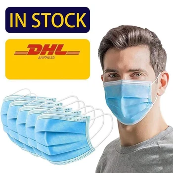 

In Stock DHL Shipping 50pcs/pack Dust-proof Disposable Face Mask Free shipping Thick 3 Layer Masks with Earloops Masks Face