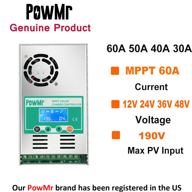 24V Max PV100V für Lithium-batterie DE PowMr 40A MPPT Solarladeregler DC12V 