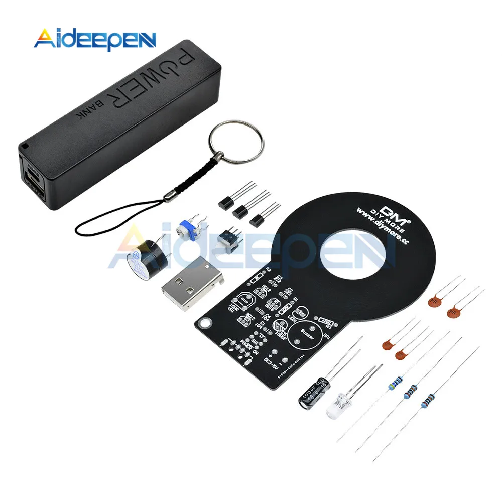 

Metal Detector Kit DC 3V-5V 60mm Detective Non-contact Sensor Module with 18650 USB Power Bank Box DIY Kit Metal Detector Finder