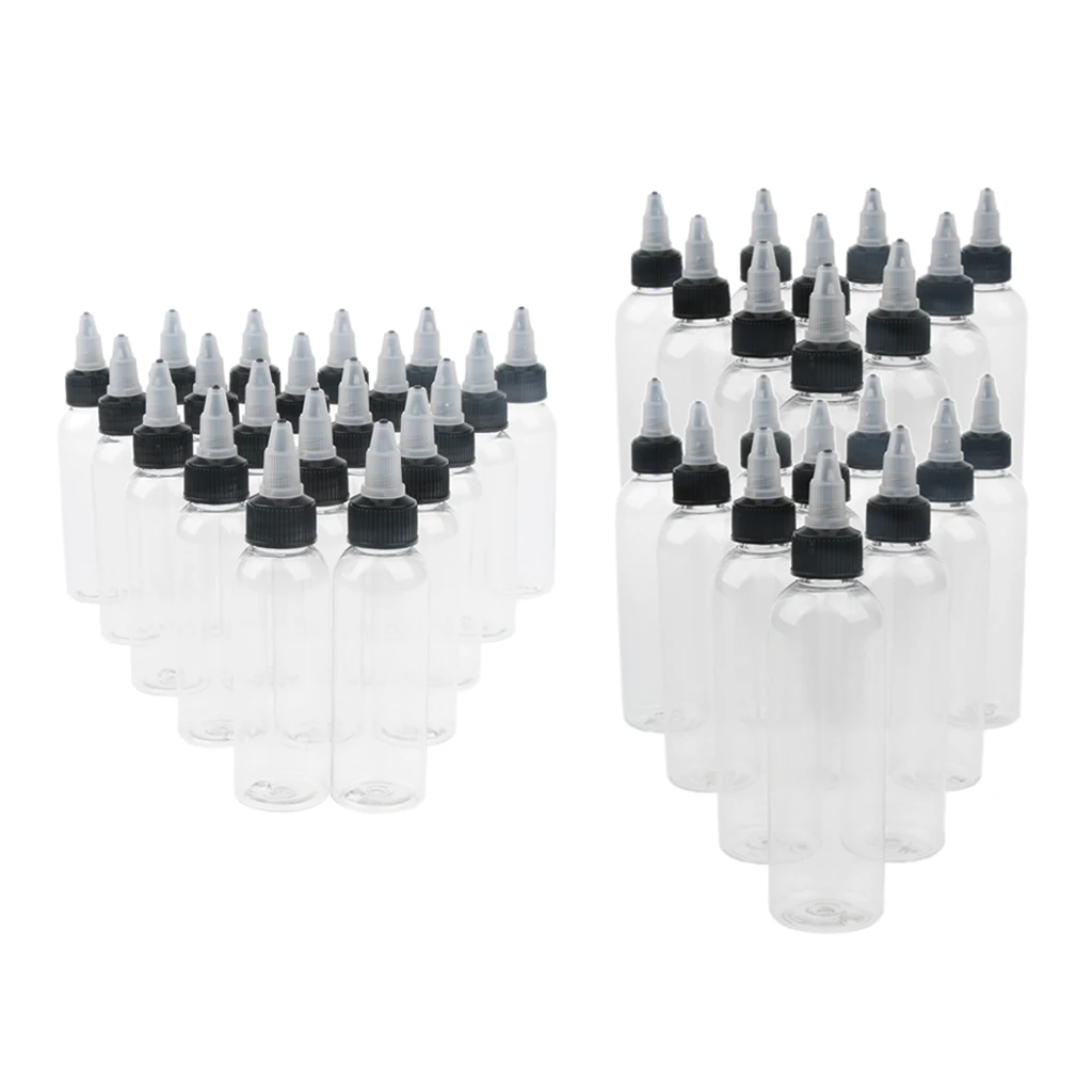 40pcs Empty Squeeze Bottles  Cap Nozzle Tip Bottles 120ml 60ml New