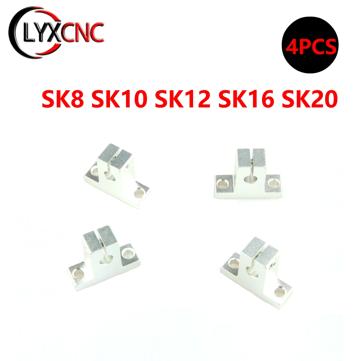 4PCS 8mm 10mm 12mm 16mm 20mm SK8 SK10 SK12 SK16 SK20 Linear Ball Bearing Rail Shaft Support Block XYZ Table CNC 3D Printer Part