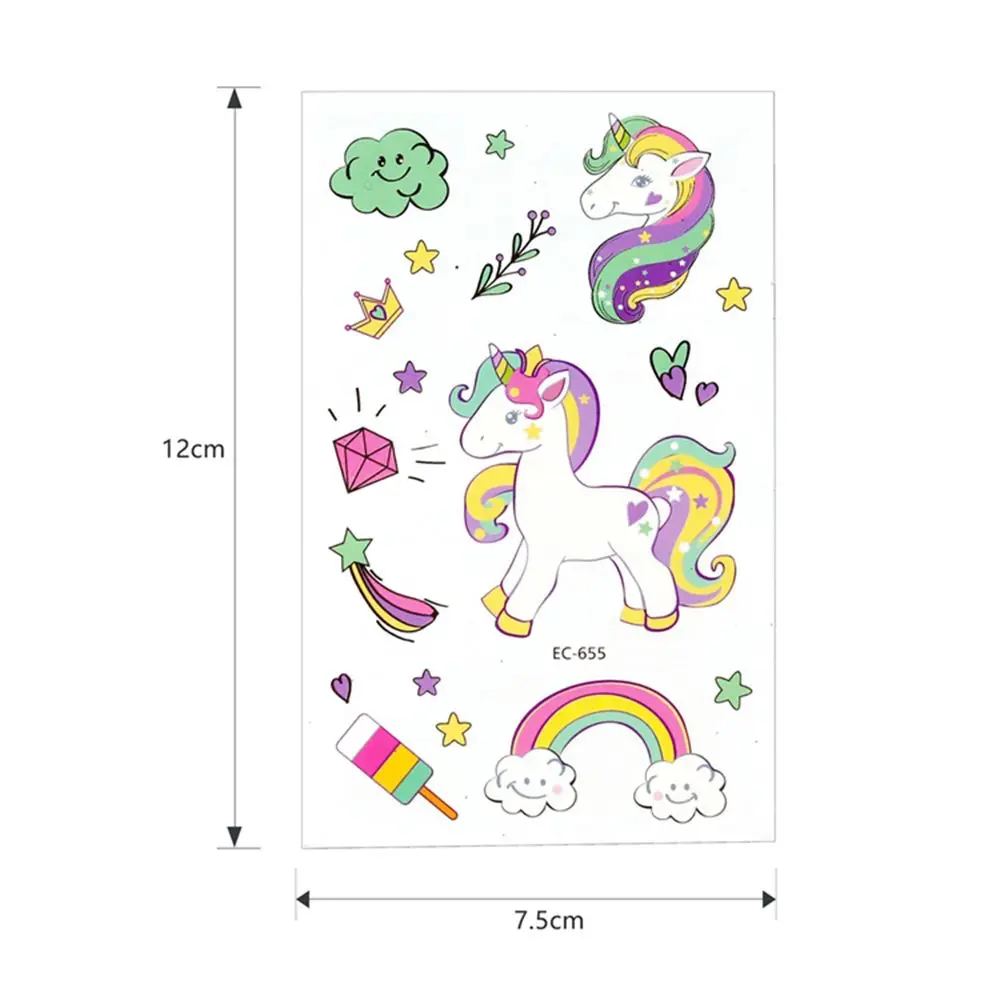 1 шт./5 шт., одноразовые тату-Стикеры, вечерние украшения в виде единорога для маленьких детей, для вечеринки в честь Дня рождения, временные вечерние принадлежности