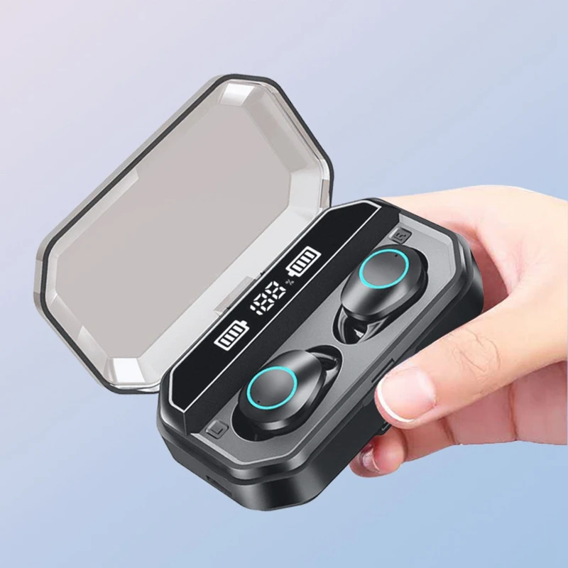 Wireless Earphones Bluetooth 5 0 Headphones Digital ligence Led Display Built In Mic With Flashlight