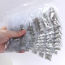 

SS3-SS12 1440pcs Glitter 3D Non HotFix FlatBack Glass Pixie Nail Art Clear Crystal AB Rhinestones Shiny Gem Manicure Accessories