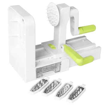 

Spiral Vegetable Slicer Zucchini Cooking Tool Hand Crank Cutter ABS Fruit Chopper Folding Veggie Pasta Multipurpose 4 Blades