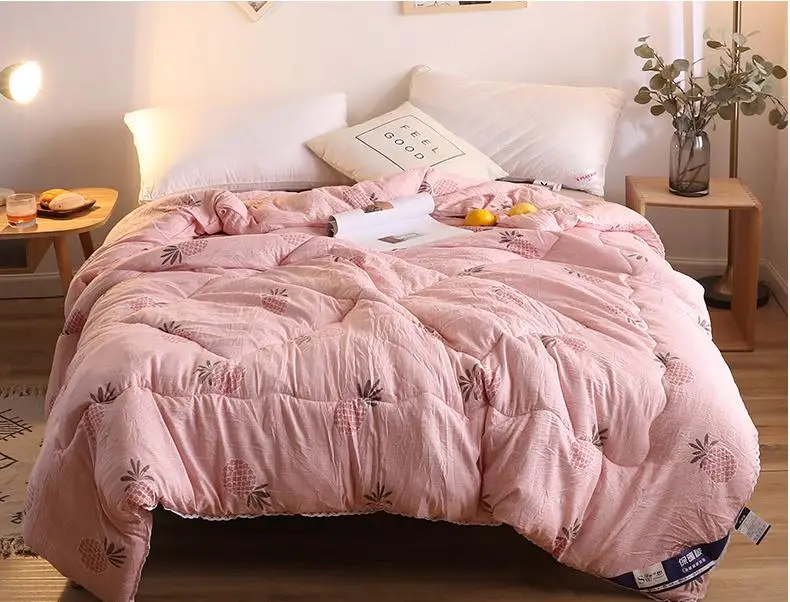 Мягкое Клетчатое одеяло, одеяло, шелковое хлопковое наполнителя, теплое одеяло для осени и зимы с кружевным дизайном, одеяло, 1 шт