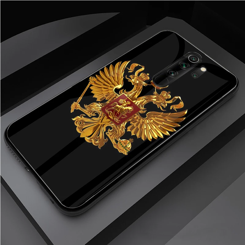 Russia Russian Flags Emblem Tempered Glass Phone Case For Redmi Note 5 6 7 8 9 Pro Note8T Note9S Redmi8 9 Cover Shell phone cases for xiaomi Cases For Xiaomi