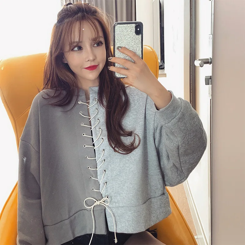 

Playful by Age Short Sense of Design Non-mainstream Bandage Cloth Long-sleeved Sweater Women's 2374 # (Photo Shoot) 6535 Scale