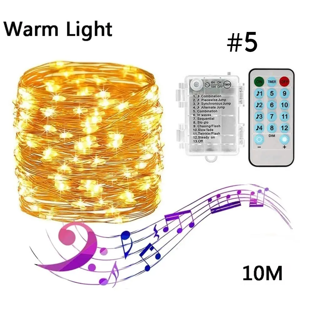 10M warm white Сигнальное освещение для светомузыкальный проектор Строка Фестиваль Батарея коробка светодиодный фея гирлянды светодиодные светильники, декор дома празднование Дня рождения творческий - Испускаемый цвет: 10M warm white