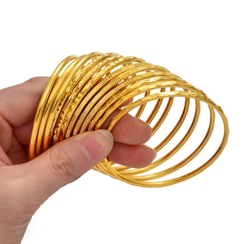 

Anniyo (3pcs/lot) African Bangles for Women Girls Dubai Arab Round Circle BangleBracelet Jewelry Ethiopian Bride Wedding #018307