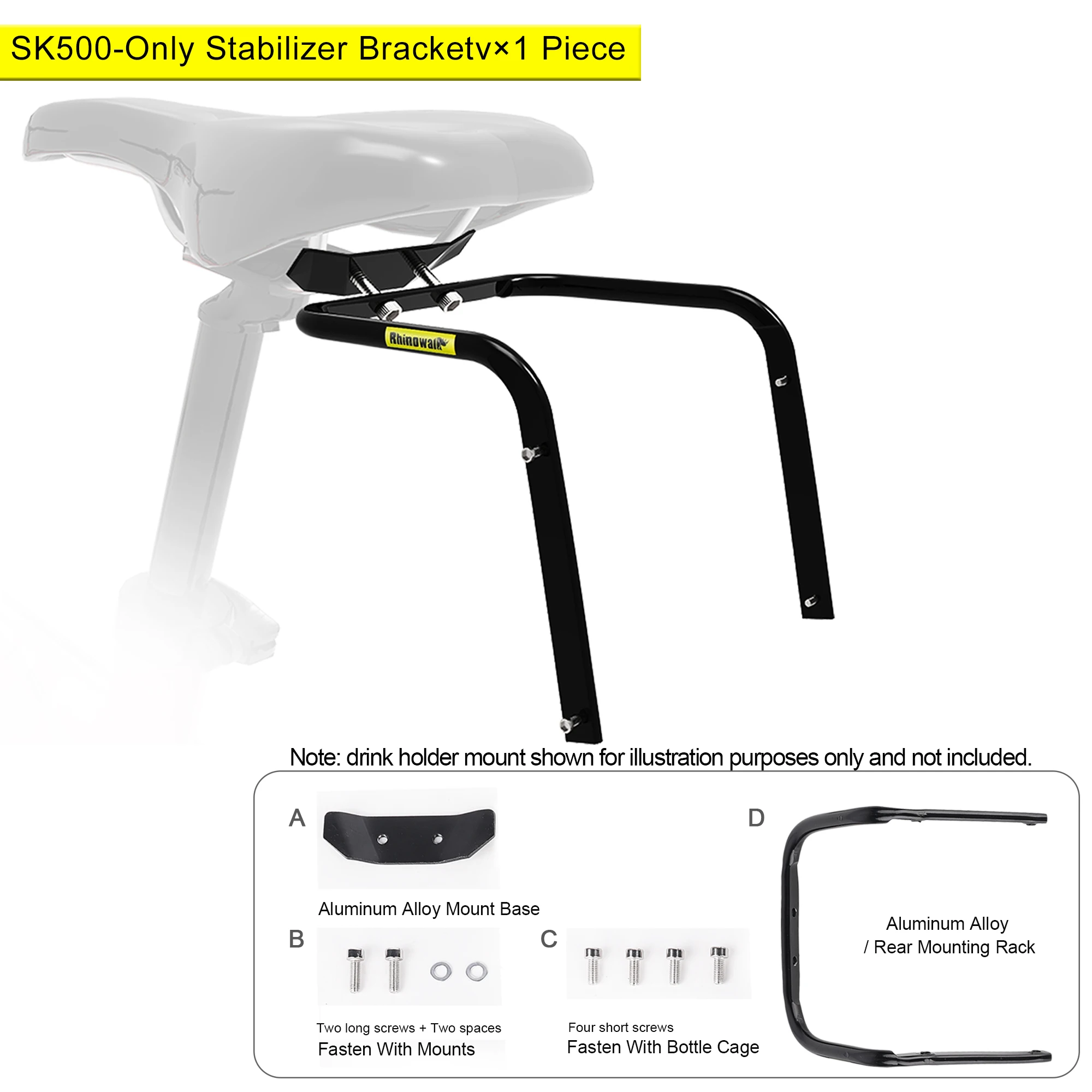 Support Porte-bidon Selle Support Stabilisateur Pour Sac De Selle De Vélo – Fixation Anti-vibration, Avec Porte-bidon Intégré Stabilisateur Sacoche Vélo
