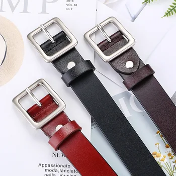

Designers of High Quality Quality Cowhide Belts Simple Female Jeans Square Buckle Pure Leather Belt Luxury Fashion Women Belt