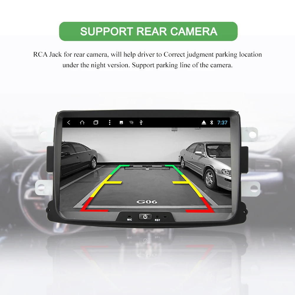 Best Bonroad 8" Android 9.0 Car Multimedia Player For Renault Duster Dacia 2012-2015 Car Radio Ram GPS Navigation 4G Rom 64G 6