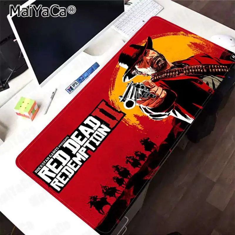 Красивое аниме maiyaca ковбой красный Dead Redemption офисные мыши геймер мягкий коврик для мыши резиновый ПК компьютерный игровой коврик для мыши - Цвет: Lock Edge 40X90cm