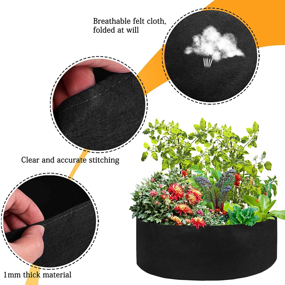 10/40/50/100 Gallons fabric garden raised bed round planting container grow bags fabric planter pot for plants nursery pot indoor flower pots