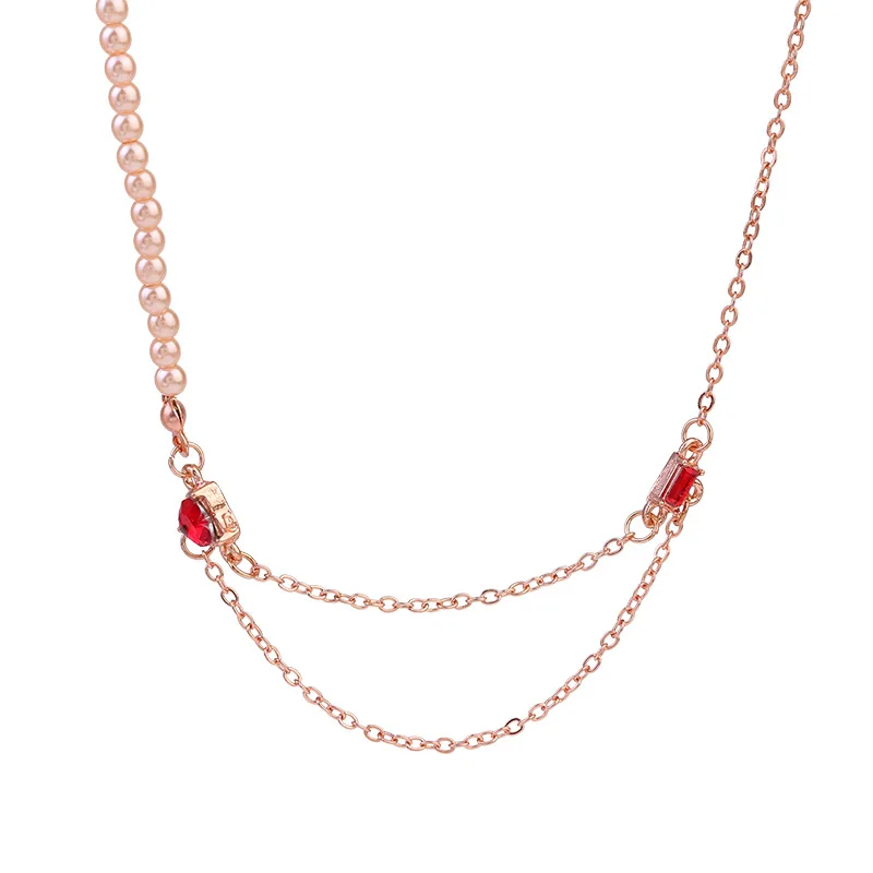 

2020 New Arrival Sweet Women Chokers Necklaces Trendy Heart Crystal Pearls Chain Smiling Pendant Necklace Female Party Jewelry