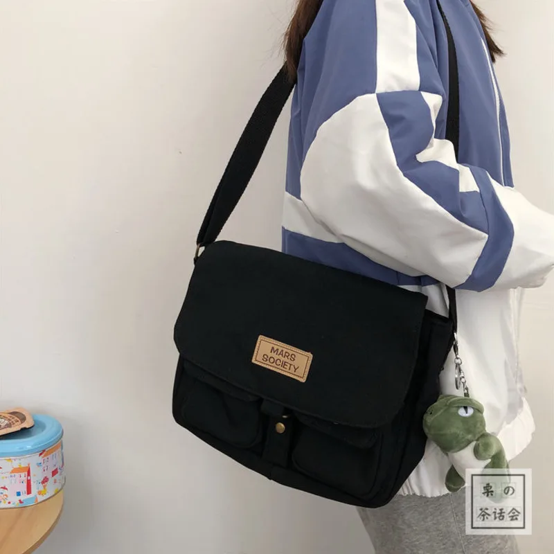 Women's Canvas Bag Japanese Department Harajuku Windsuit Messenger Bag Female Korean Students Shoulder Bags 5