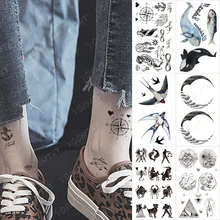 

Waterproof Temporary Tattoo Sticker Linear Geometric Lighthouse Lookout Jellyfish Diamond Small Tatoo Ankle Hand Man Woman Child