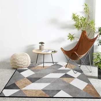

Nordic Geometric Rhombus Brown Gray Rug For Living Room Simple Carpet for Table Bedroom Bedside Mat Long Rug Floor Kitchen