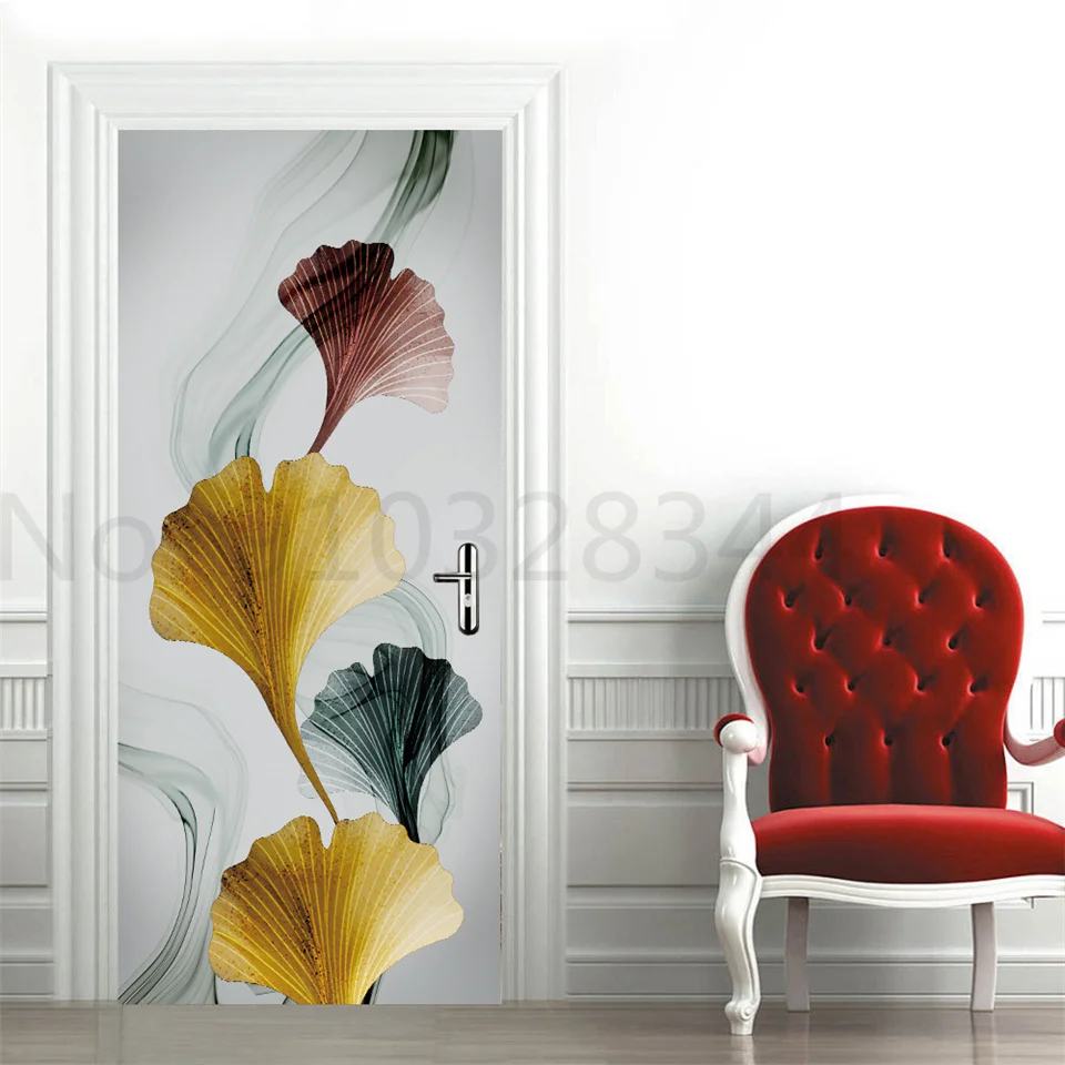 ramos flores do pássaro papel de parede na porta adesivo de vinil para quarto estilo chinês pintura tinta cartaz mural