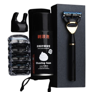 

Safety Razor Men's Manual Shaver Double Edge Shaving Razor Classic Hair Removal Shaver Metal Handle with 4 Razor Blades