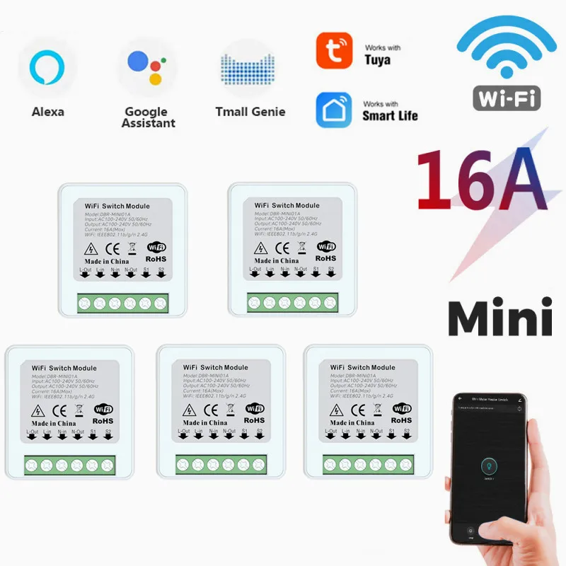 16A Mini Smart Wifi DIY Switch Supports 2 Way Control Home Automation Module Works With Alexa Google Life App | Электроника